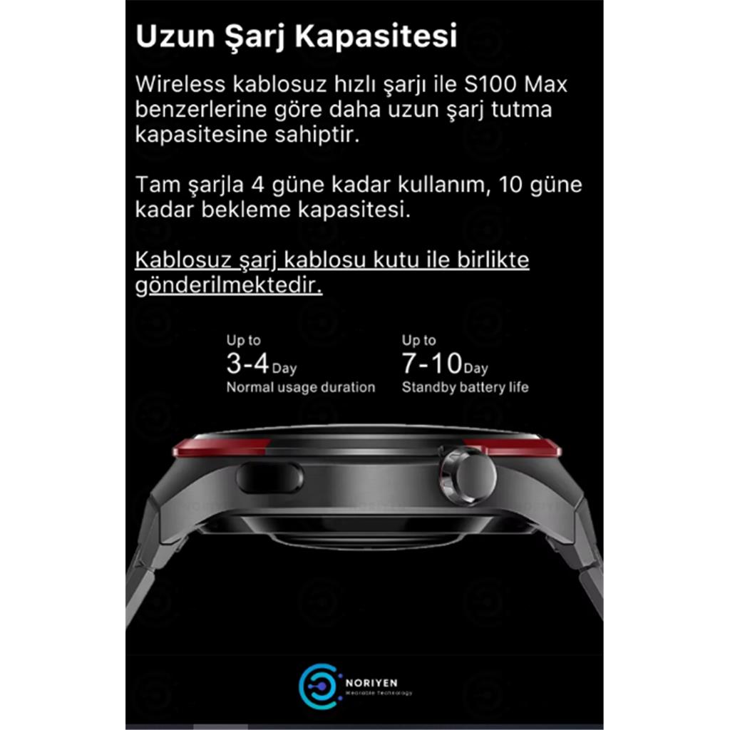 S100 Max 1.62 Inch Full Curved Screen Space Edition Siyah Akıllı Saat