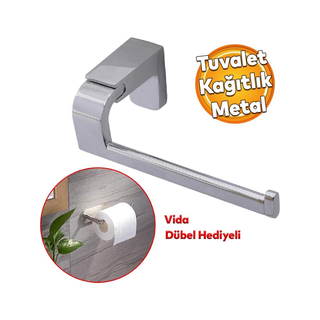 Tuvalet Kağıtlık Aparat Açık Wc Kağıt Standı Bez Havluluk Paslanmaz Metal Sağlam Vidalı Krom flora