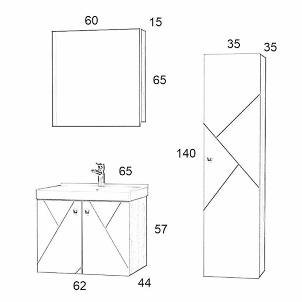 Astana 65cm Banyo Dolabı Takım