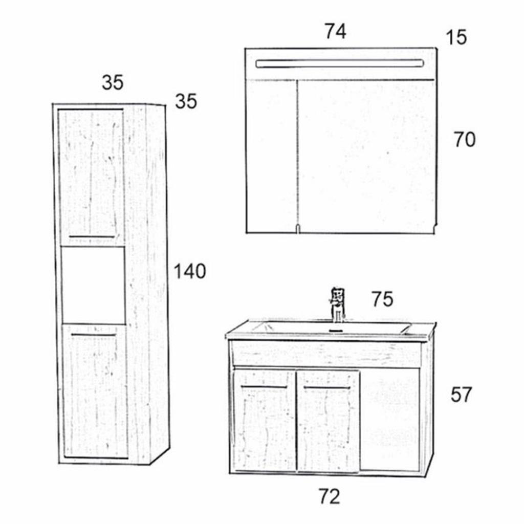 Doha 75cm Banyo Dolabı Takım