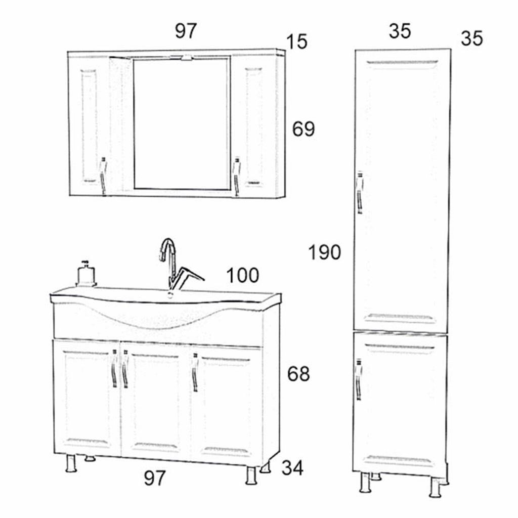 Morava 100cm Banyo Dolabı Takım