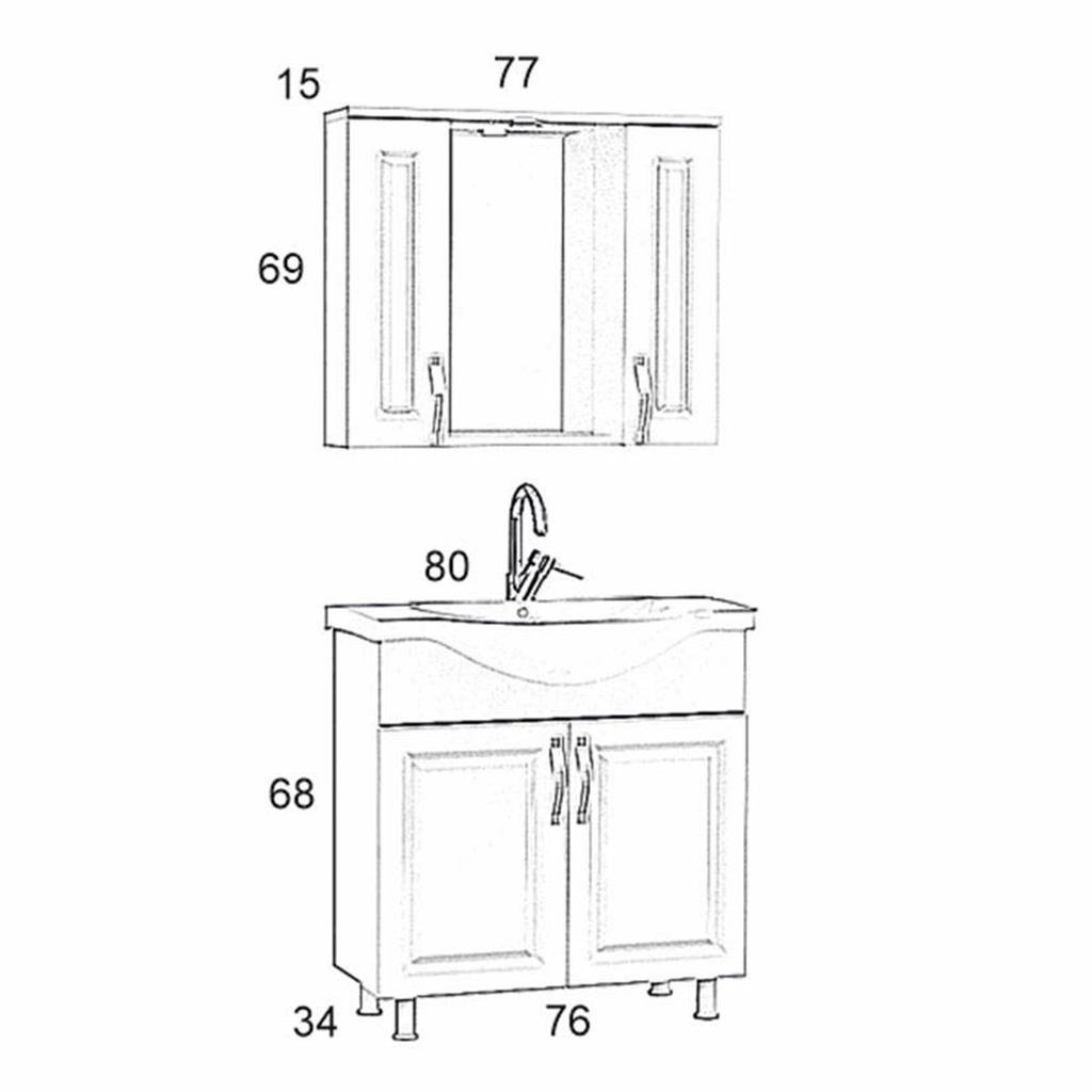 Morava 80cm Banyo Dolabı Takım