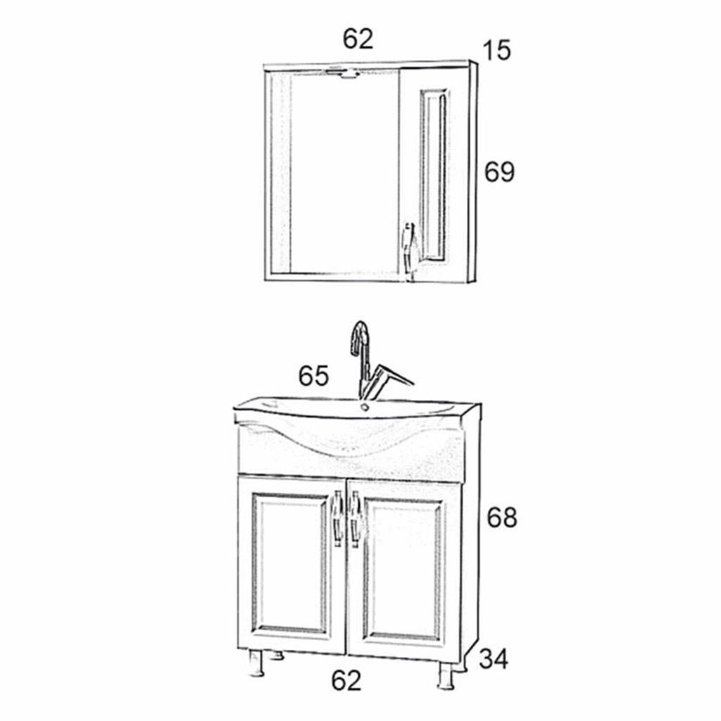 Morava 65cm Banyo Dolabı Takım