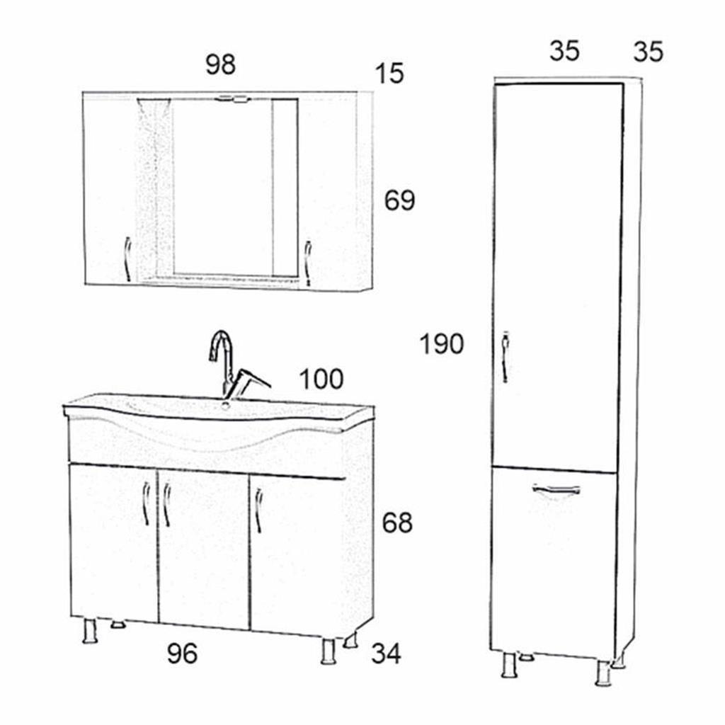 Rio 100cm Banyo Dolabı Takım