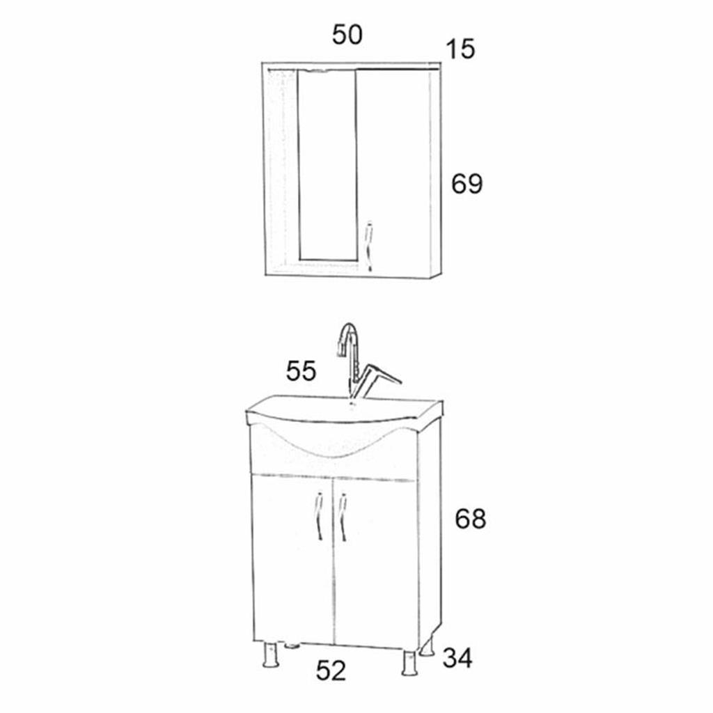 Rio 55cm Banyo Dolabı Takım