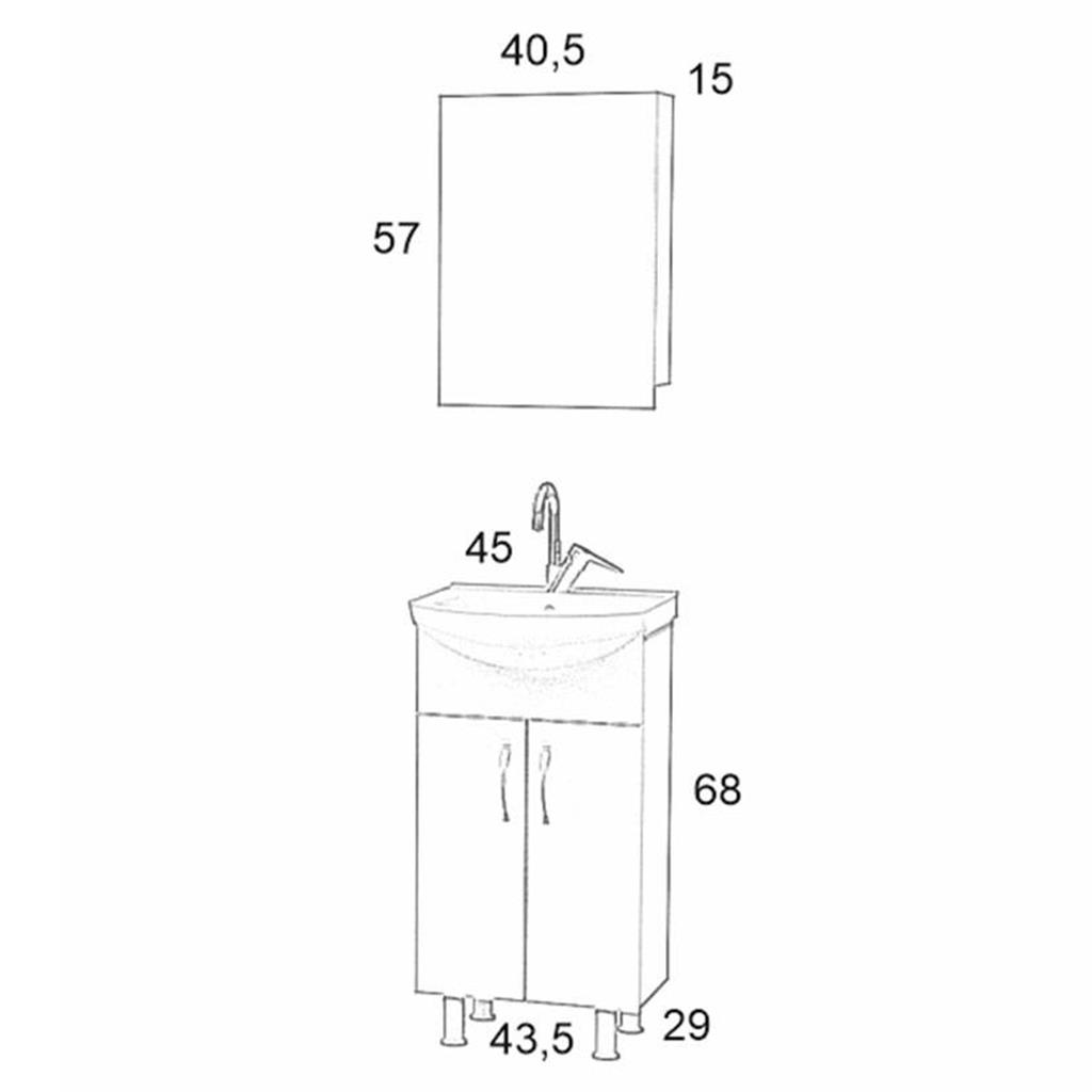 Rio 45cm Banyo Dolabı Takım