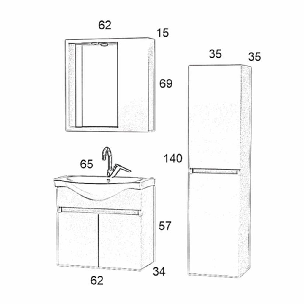 Üsküp 65cm Banyo Dolabı Takım