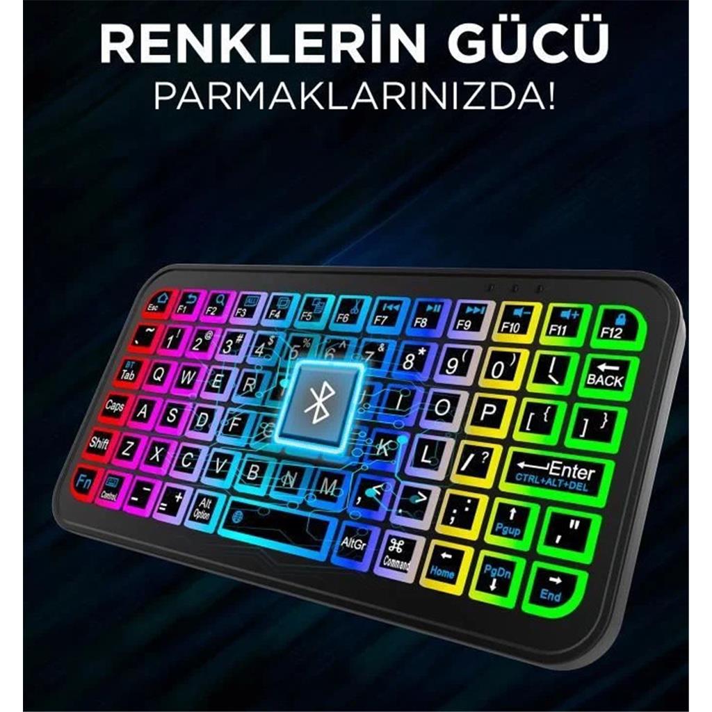 Torima M7 Siyah Kablosuz Rgb Işıklı Bluetooth Mini Klavye