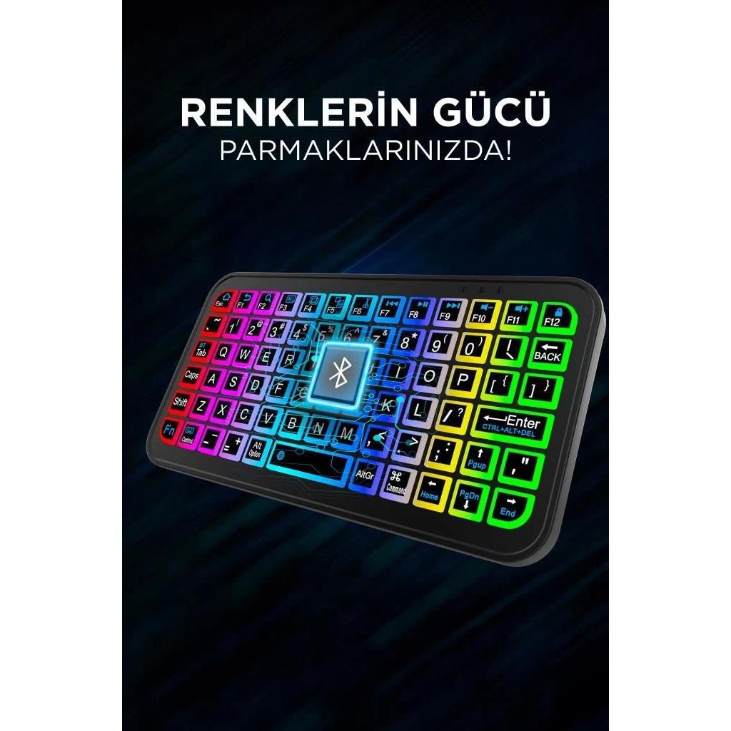 Torima M7 Siyah Kablosuz Rgb Işıklı Bluetooth Mini Klavye