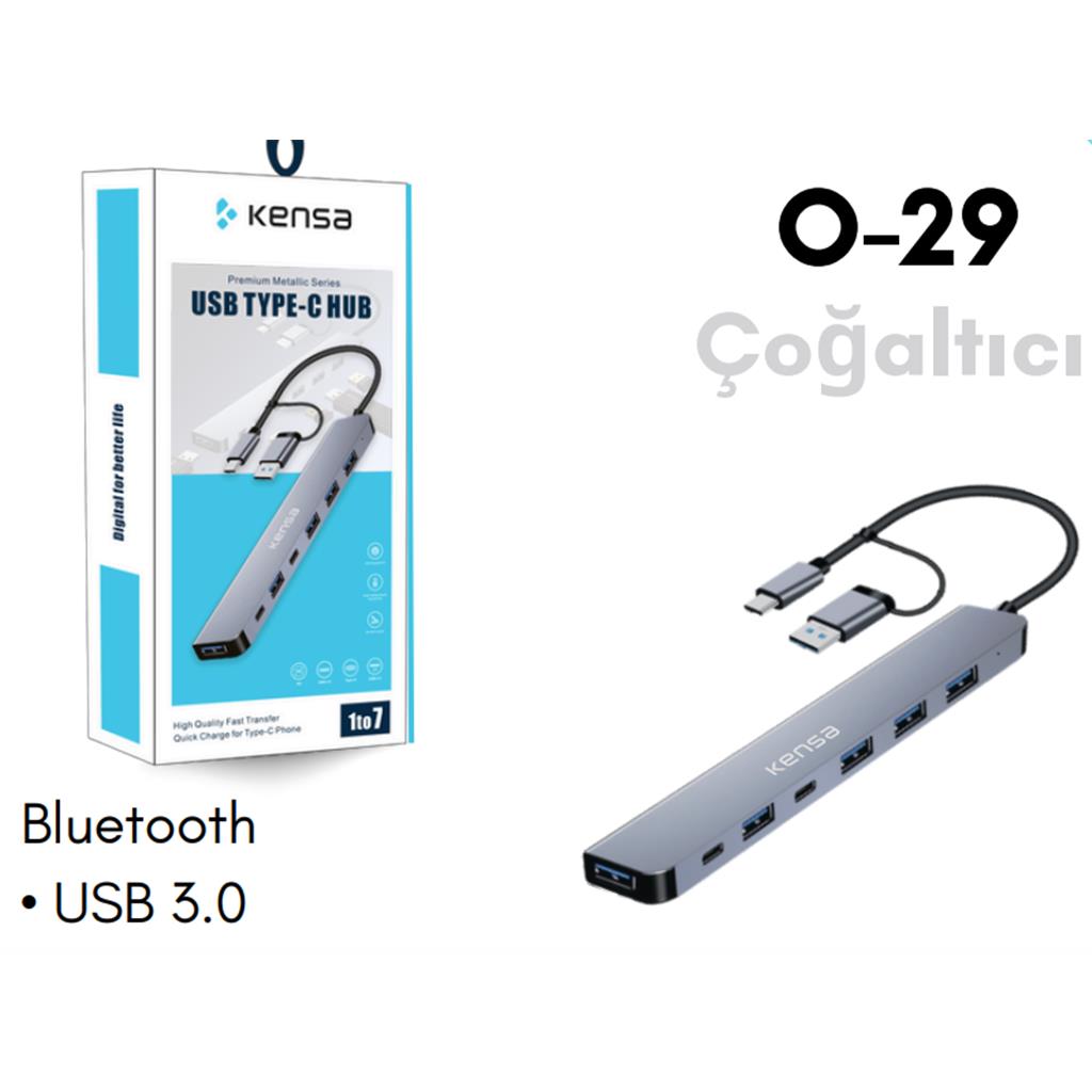 Q-29 Çoğaltıcı USB 3.0 5x USB 2.0 Usb-C Hub