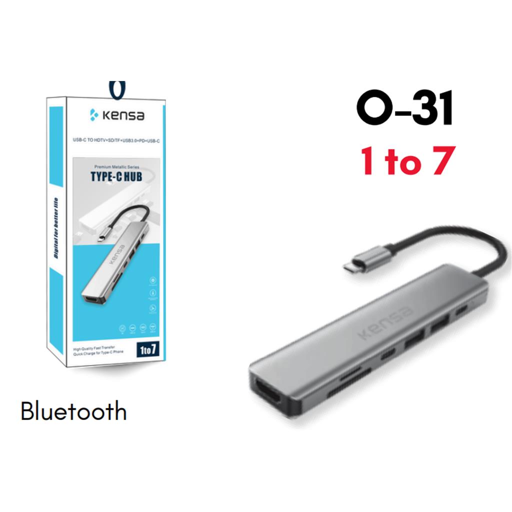 Q-31 USB Çoğaltıcı 1 to 7 2x Type-C Giriş