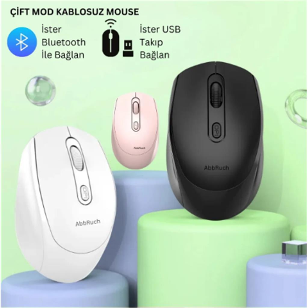 Kablosuz Mouse Bluetooth Wireless Çift Mod