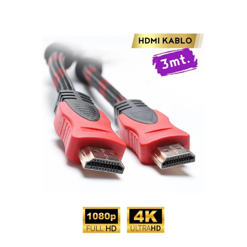 Ultra HD 4K HDMI Kablosu 5Metre Yüksek Hızlı HI-Speed 3.0 Çift Kat 1.Sınıf Örgülü HDMI Kablo