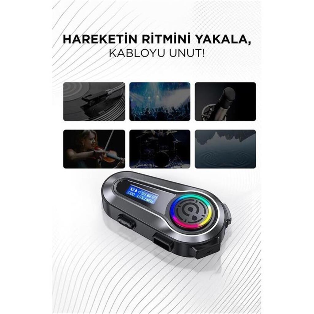 Torima Q10 Helmet Siyah LCD Ekranlı Bluetooth Motosiklet Kulaklığı Intercom