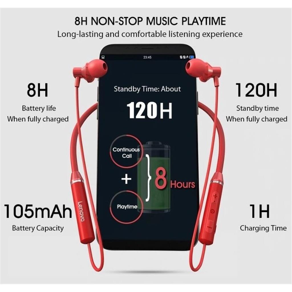 LENOVO HE05 Bluetooth 5.0 Chip Kulaklik Kablosuz Stereo Spor Manyetik Kulaklik Su Geçirmez Kulaklik