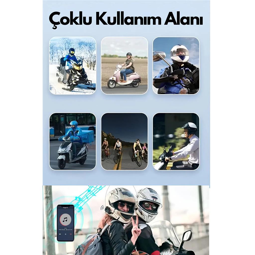 Su Geçirmez Bluetooth Kask Kulaklığı Motosiklet İntercom 2000 mah Pil Kapasitesi