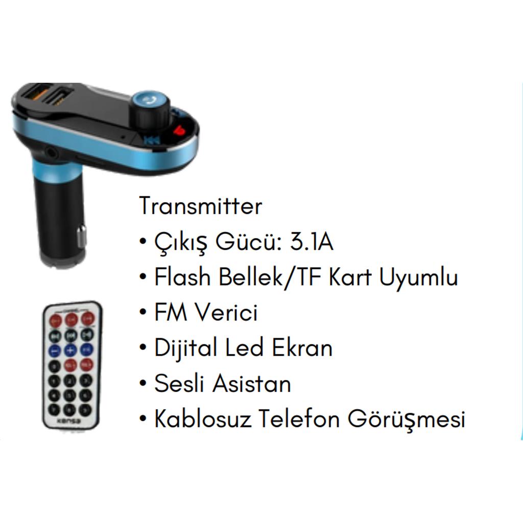 Araç Bluetooth Fm Transmitter Mp3 ve Şarj cihazı