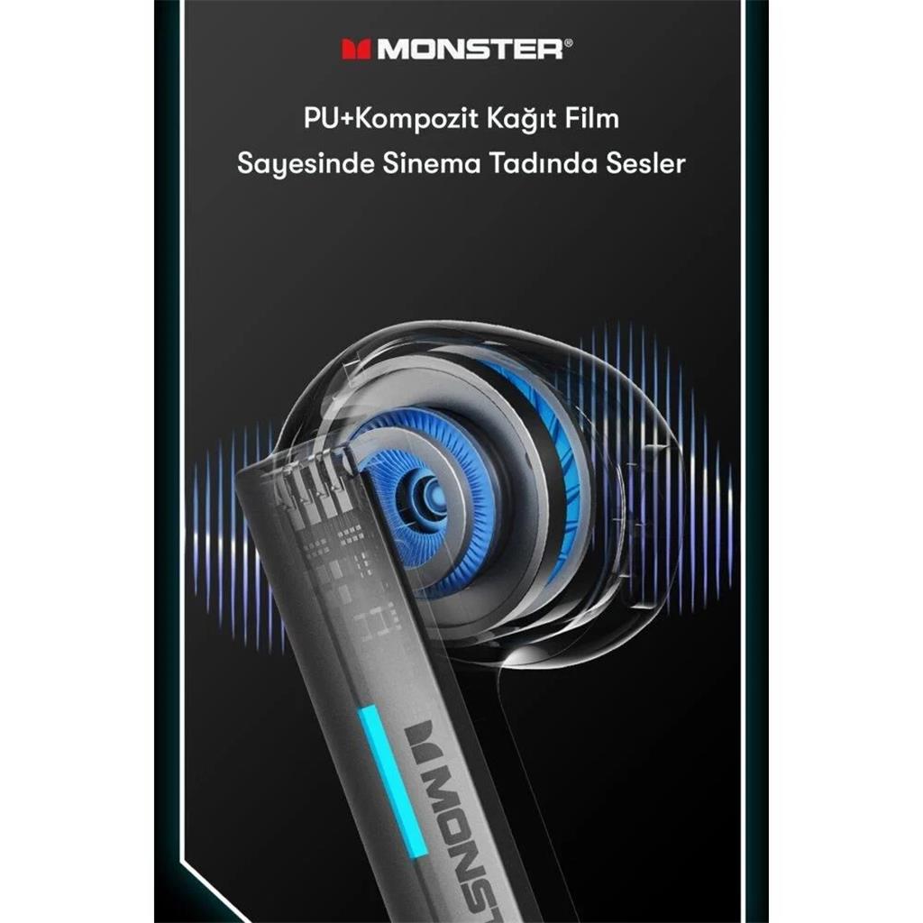 Monster Airmars XKT11 TWS Mavi Kulak İçi Bluetooth Oyuncu Kulaklığı