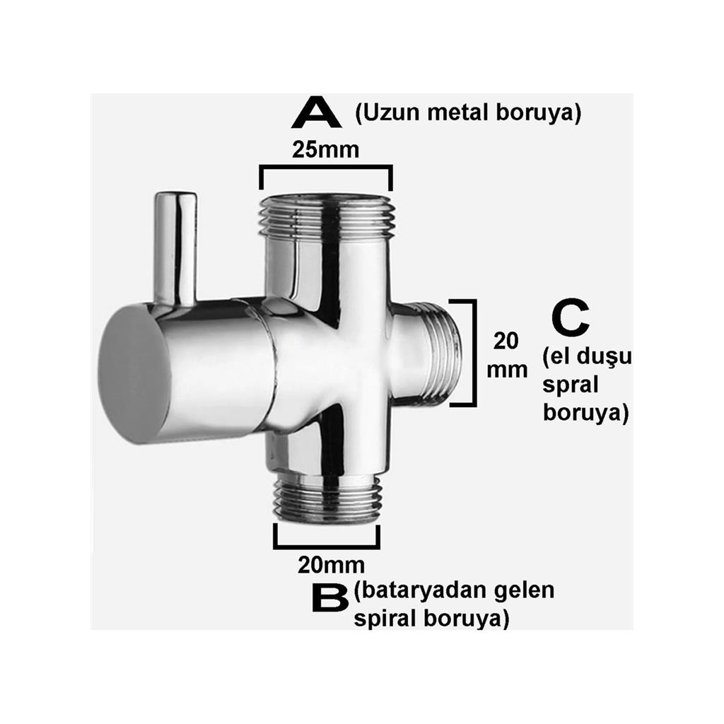 Banyo Robot Duş Seti Yönlendirici Erkek musluk 3/4x1/2x1/2