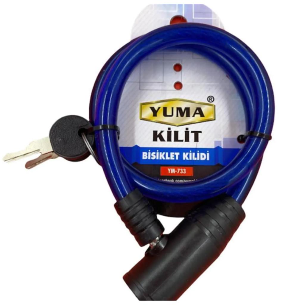 Yuma Kilit, Kablolu Bisiklet Kilidi Anahtarlı Mavi ( Boy:65cm, 80cm, 150cm -ÇAP : 12MM )