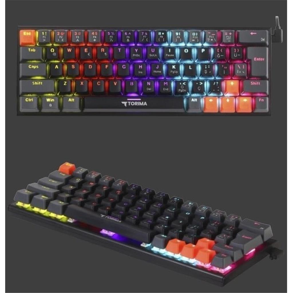 Torima TK-06 Mekanik Rgb Işıklı Kablolu METAL Oyuncu Klavyesi Q Klavye Siyah