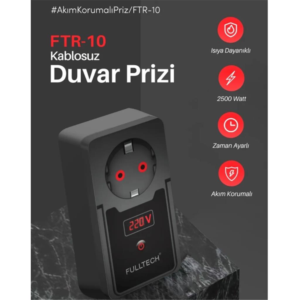 Termal Akım Korumalı Zaman Ayarlı Tekli Fulltech Saatli Duvar Priz - Ftr-10