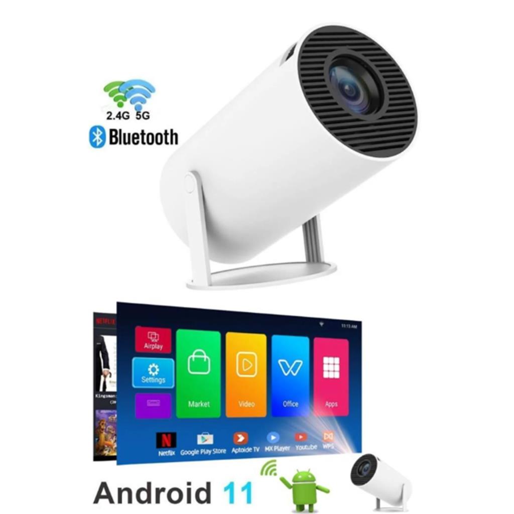 Hy300 Pro Taşınabilir Sinema Projeksiyon 720p Ev Sineması Bluetooth Android 11 Akıllı Projektör